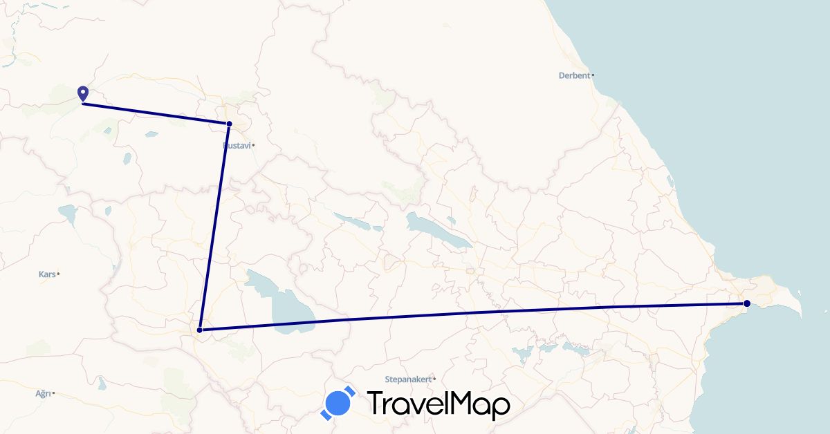 TravelMap itinerary: driving in Armenia, Azerbaijan, Georgia (Asia)